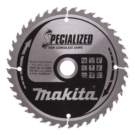 Trennscheibe für Holz MAKITA 165x1,6x20 40T 18° - Makita Accessories