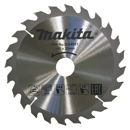 Trennscheibe für Holz MAKITA 190x30mm 24T - Makita Accessories