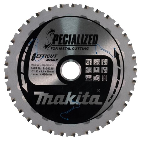 Trennscheibe für Metall MAKITA Efficut 150x1,1x20xmm Z-33 - Makita Accessories