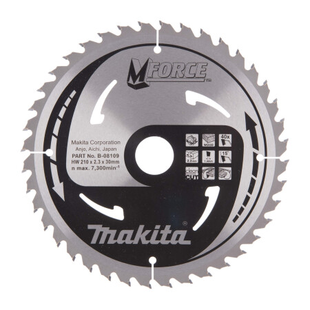 Trennscheibe MAKITA 210x30x2,3mm 40T 15° M-Force - Makita Accessories