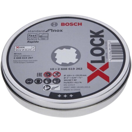 Trennscheiben BOSCH 125x1,0mm X-Lock Standard Inox, 10 Stück. - Bosch Accessories