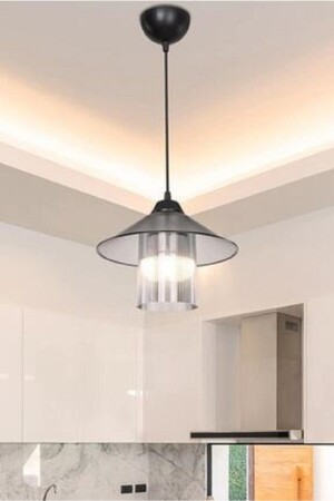 Trilby Single Modern Weiß Glas Pendelleuchte Kronleuchter Schwarz ÖZBK1081 - ÖZBAK AVİZE