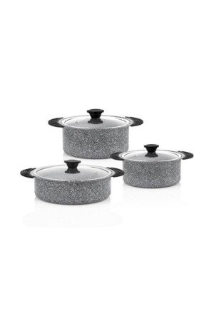 Trio 6-teiliges Kochgeschirrset mit Silikongriff, Grau TAC-3475 - Taç