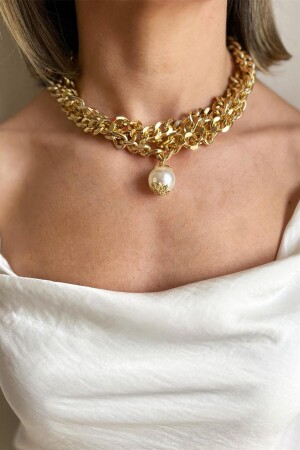 Triple Choker Necklace with Large Pearl Detail - Sose Moda