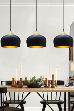 Triple Circle Black Metal Chandelier Living Room Desktop Kitchen Cafe Office Single Chandeliers Lamp Lighting BMM7110XXXX01 - Bamyum