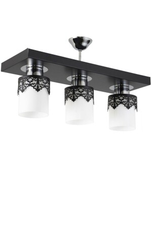 Triple Modern Sports Model Rectangular Tray Crowned Black Chandelier LMBDR35023T - Lambadar