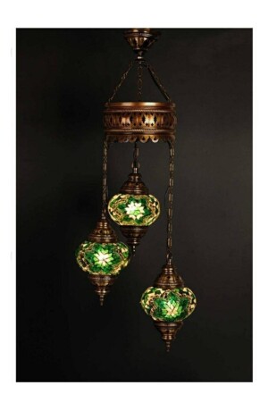 Triple Mosaic Pendant Lamp Chandelier Authentic Bohemian DEZ3LÜAVİZENO2 - DezHome