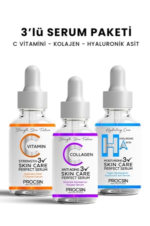 Triple Serum Package (VITAMIN C - COLLAGEN - HYALURONIC ACID SERUM) - Procsin
