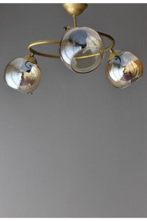 Tropical Antique Colored Honey Glass Modern Living Room - Kitchen - Bedroom 3-Piece Chandelier LA120000055 - Fer Avize