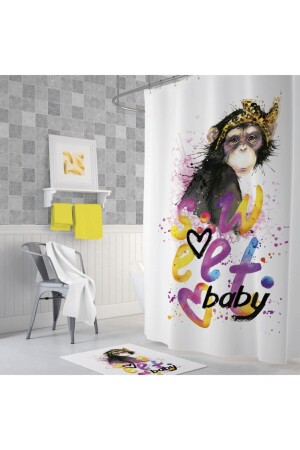 Tropical Sweet Baby Bathroom Shower Curtain Single Wing 1x120x200 BAPTROSWBBSTT120 - Zethome