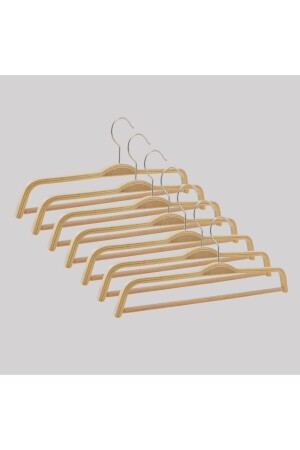 Trouser Hanger with Wooden Bar Natural Color 6 Pieces - Nyn