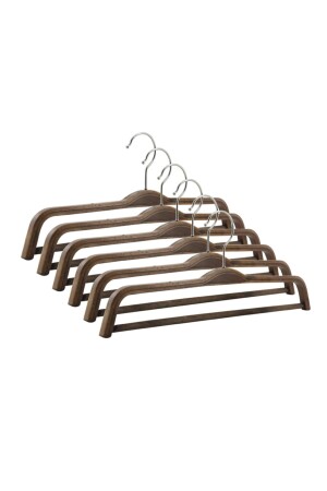Trouser Hanger with Wooden Bar Walnut Color 6 Pieces - Nyn