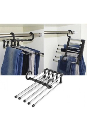 Trouser Rack 5-Piece Movable Hanger Organizer - Cmt