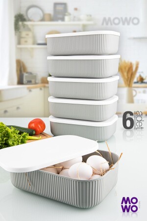 Trove 6 Piece 3. 2 Lt (gray) Kitchen Storage Container MOWO-01-332-6M - Mowo Home