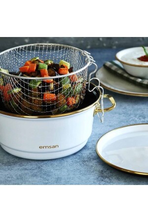 Troy Enamel Frying Pan - White - 24 cm 01ESN069 - Emsan