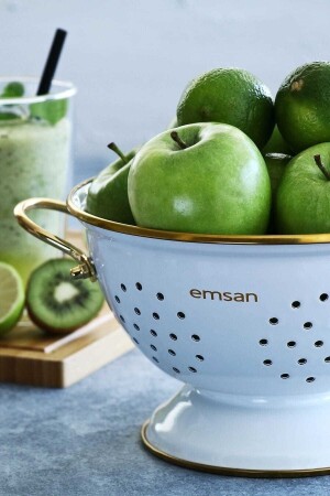 Troy Enameled 22 cm Strainer White - Emsan