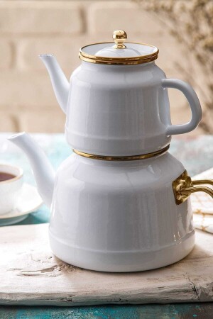 Troy Maxi Induction Base Enamel Teapot Set White 600. 03. 01. 0051 - Emsan