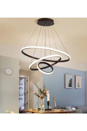 Tt300-3 Sy Ring 3 Pieces Matte Black (3 Color Module) LED Chandelier TT300-3-SY-3RN-HALKA - TT AYDINLATMA