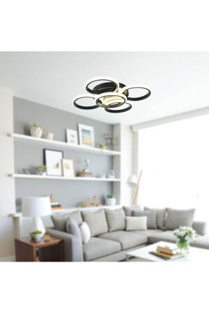Tt304-4+1-sy Round Matte Black 5 Led (Yellow Light) LED Chandelier TT304-4+1-SY-SRR - TT AYDINLATMA