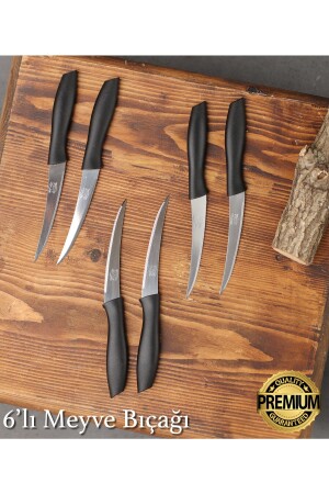 Tujo Serrated Fruit and Vegetable Knife 6 Pieces - Black - Arvale