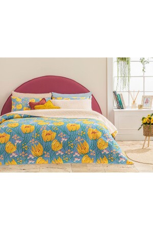 Tulip Paradise Single Mehrzweckbezug 160x220 cm Blau - English Home