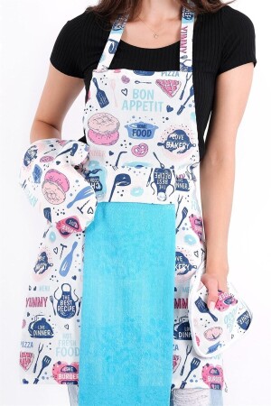 Tulipa Kitchen Apron with Towel, Oven Mitts and Holder TULIPA4SET - sevilya
