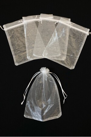 Tulle Pouch Transparent - Henna Cookie Gold Jewelry Bundle Dowry Towel Pouch 10 Pieces Size 20x28cm - Zeymerade
