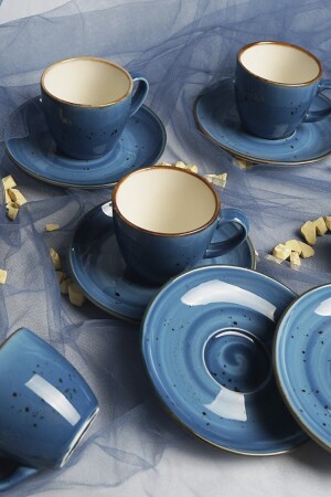 Tulu Porcelain Luna Blue Set of 6 Coffee Cups 2020ST000000728 - Tulü Porselen