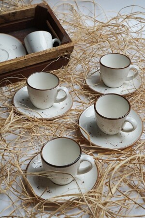 Tulu Porcelain Luna Cream Set of 6 Coffee Cups 2020ST000000729 - Tulü Porselen