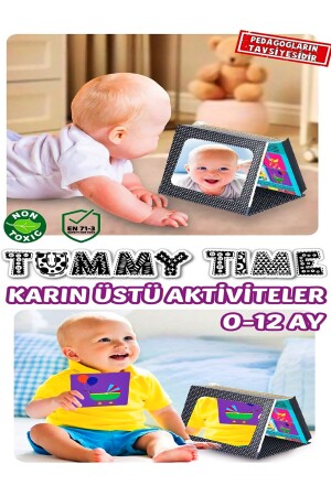 Tummy Time First Intelligence Cards with Mirror & Safe Baby Mirror - Educational Cards - Avda