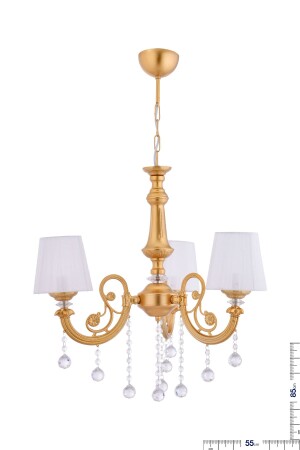 Turna 3 Lü Beyaz Şapkalı Lüx Avize (gold) ÖZP.0415 - özpolataydınlatma