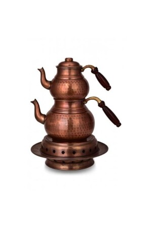Turna Kupfer klassische Teekanne mit Heizgerät Nr. 2, dickes handgeschmiedetes Oxid Turna1956-3 P664S598 - TURNA BAKIR