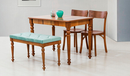 Turned Camel Dining Table Set - Walnut - Cadde Yıldız