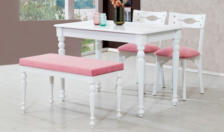 Turned Camel Dining Table Set - White - Cadde Yıldız