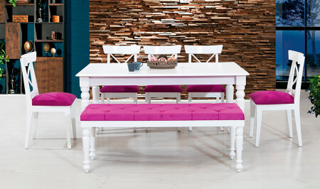 Turned Large Dining Table Set - Cadde Yıldız