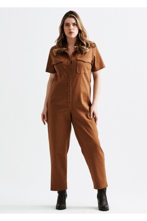 Turuncu Büyük Beden Tulum - Even Plus Size