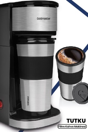 Tutku Travel Bpa-freie persönliche Filterkaffeemaschine mit Thermobecher GM7351 GM7351 - GoldMaster