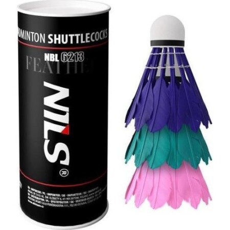 Tüylü badminton topları NBL6213, çok renkli, 3 adet, NILS - Nils