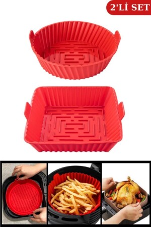 Twelve Square and Round Airfryer Silicone Baking Container Set 20cm - Set of 2 Compatible with Air Fryers SL099-SL101 - Silicolife