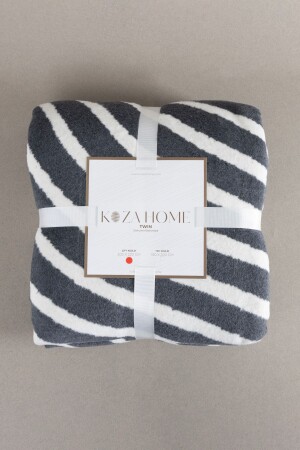 Twin Blanket Soft Cotton Double Blanket Anthracite Cream 200 X 220 5038a 5007 - Koza Home