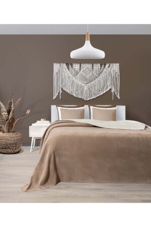 Twin Soft Cotton Double Blanket Brown Cream 200 X 220 5010a 5000 - Koza Home