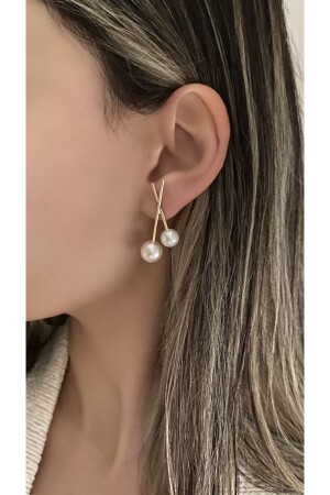 Two Ball Pearl Gold Plated Earrings - Mrise