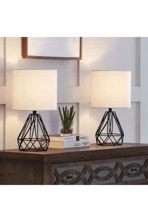 Two Pieces Tardu Lampshade Cream Fabric Hat TARDU-2-WH-black - White West inn House