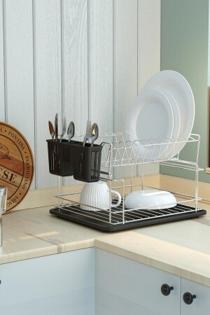 Two Tier Modular Plate Rack Dish Rack Chrome + Black Kb010 11. NW. 010. 18 - Teknotel