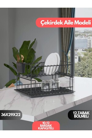 TWO-TIER MODULAR PLATE RACK DISH RACK MATT BLACK SM004B - SUNTEL BANYO MUTFAK AKSESUARLARI