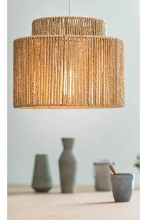 Two Tier Raffia Chandelier Rustic Design Bohemian Avz0014 - NYLife
