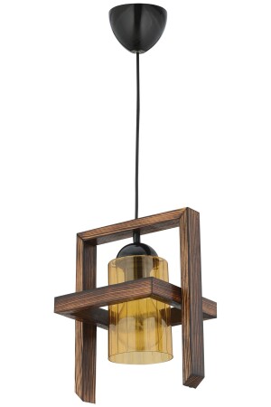 Twoline Holz-dekorative Einzel-Hängelampe, Kronleuchter, Antik-Schwarz-Installation, stilvolles Design TYC00262166082 - BCD TASARIM AYDINLATMA