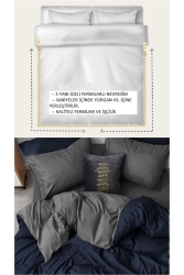 Single Duvet Cover Set with Zipper on Three Sides and Elastic Sheets (120x200) - dark blue/anthracite P921S9661 - SAHRA HOME
