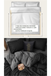 Single Duvet Cover Set with Zipper on Three Sides and Elastic Sheet (120x200) - black/anthracite P921S9661 - SAHRA HOME