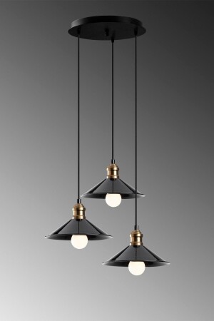 Üçlü Siyah Retro Rustik Model Modern Metal Sarkıt Avize LMBDR3542NEW - Lambadar